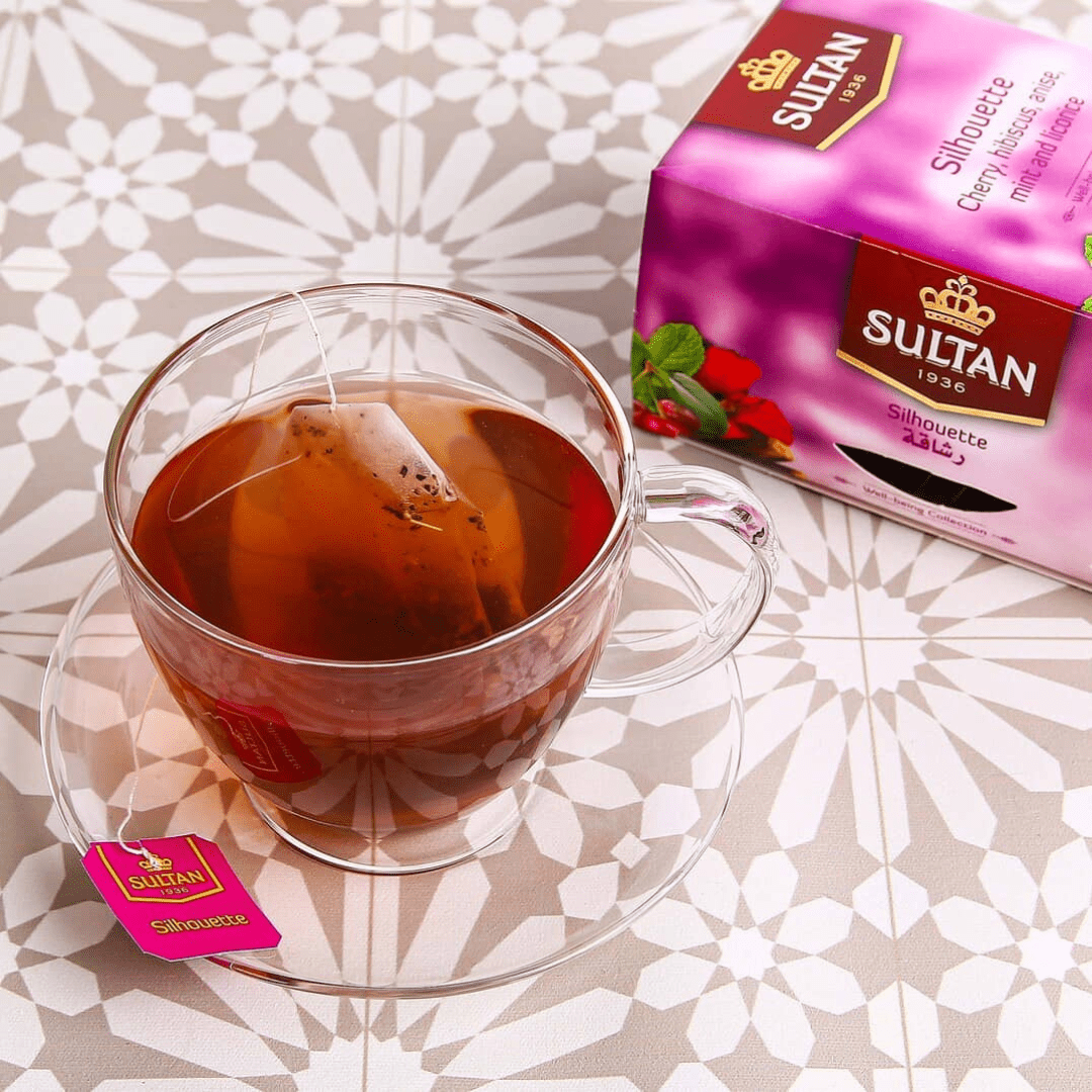 Sultan Silhouette Cherry, Hibiscus, Anise, Mint and Licorice Tea - 20 Tea Bags - Handmade by My Poufs