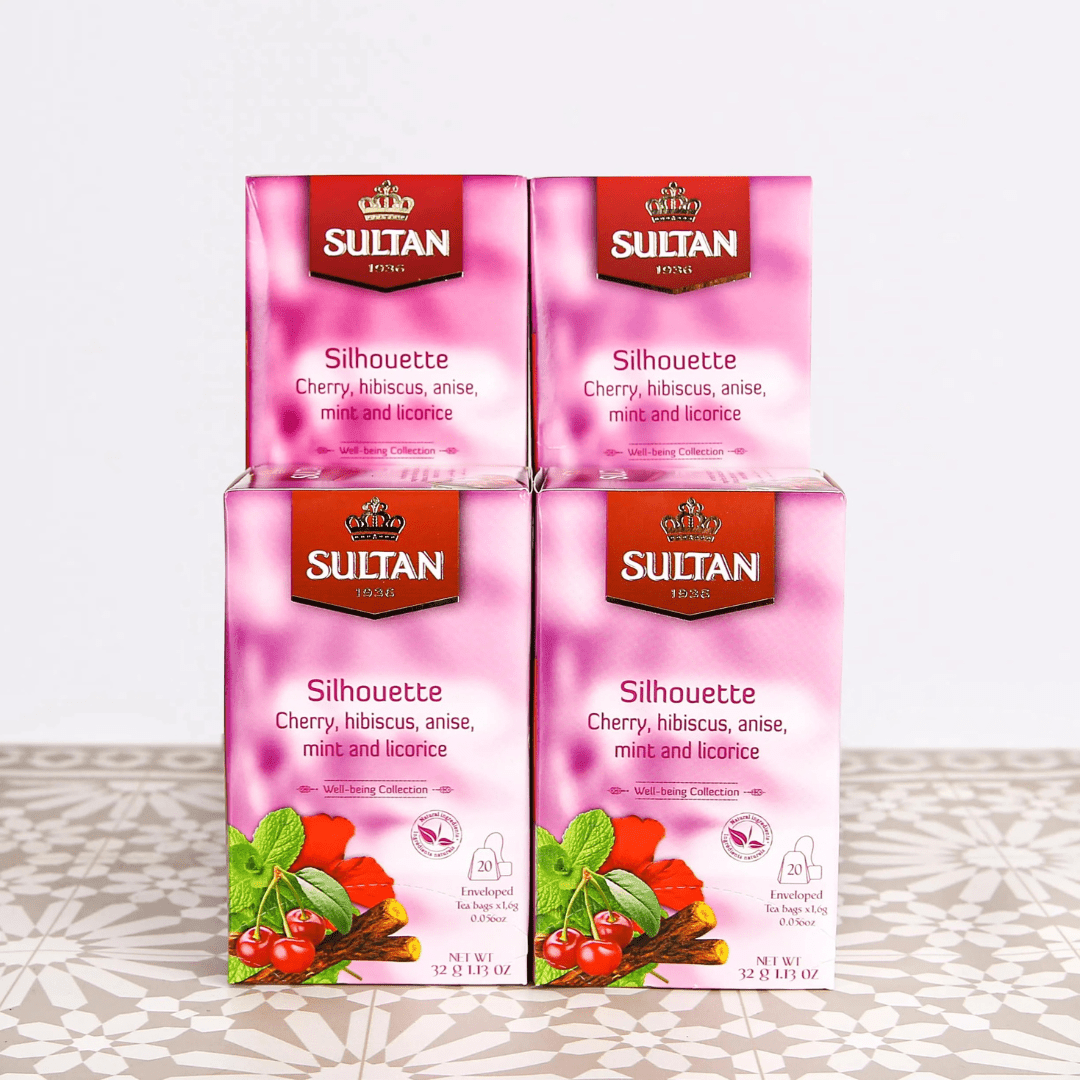 Sultan Silhouette Cherry, Hibiscus, Anise, Mint and Licorice Tea - 20 Tea Bags - Handmade by My Poufs