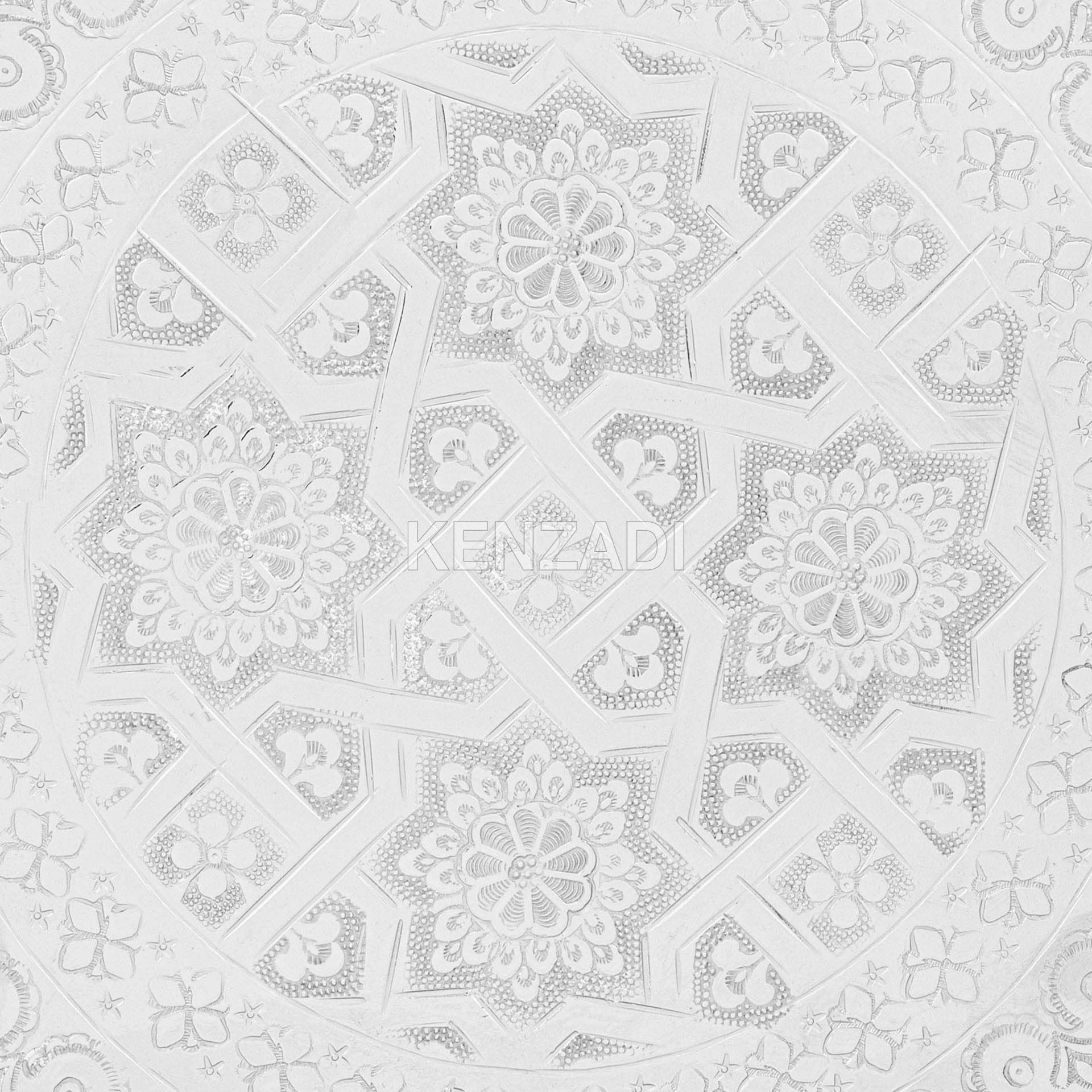 12.2 Inch Moroccan Handmade Serving Tea Tray Silver Plated Brass Handcrafted Plate in Fez Morocco - Handmade by My Poufs