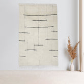 Authentic Moroccan Beni Ouarain Rug - 5x8 Area Rug - White with Geometric Patterns