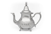 Moroccan Serving TeaPot Handmade Of Brass Silver Plated Hand Carved In Fes Morocco - Handmade by My Poufs
