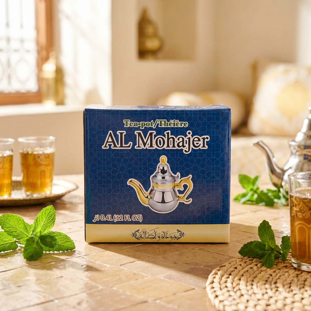 The Timeless Elegance of the Al Mohajer Moroccan Teapot: Stainless Steel with Gold Handle – Perfect for Authentic Mint Tea