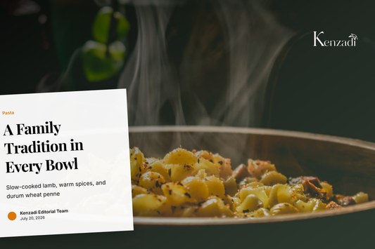 Bowl of Alitkane Penne Pasta with slow-cooked lamb and Moroccan spices
