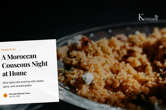A steaming pot of Medium Couscous DALIA served family-style for a Moroccan dinner night