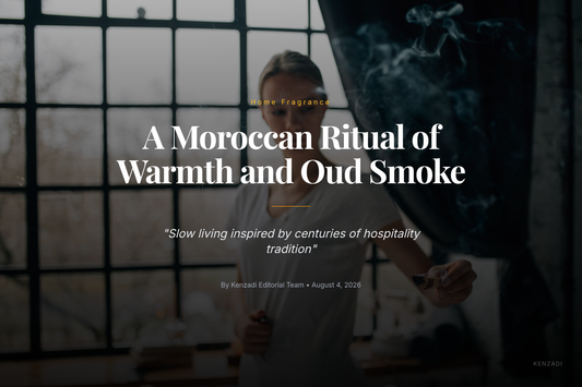 Traditional Moroccan Serghina oud bakhoor incense burning on charcoal in a home setting