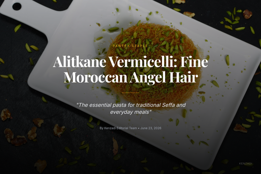 A hand sprinkling cinnamon and powdered sugar over a fluffy mound of steamed Alitkane Vermicelli (Seffa) in a