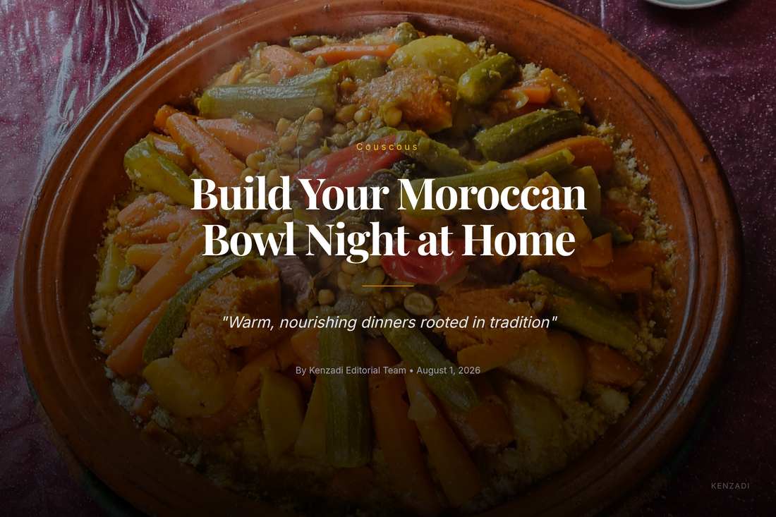 Bowl of Alitkane whole wheat couscous topped with roasted vegetables and herbs