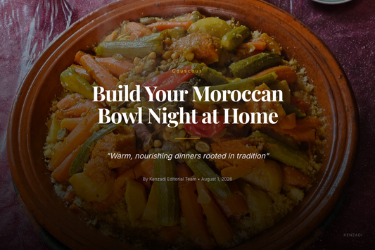 Bowl of Alitkane whole wheat couscous topped with roasted vegetables and herbs