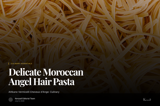 Close-up of Alitkane Vermicelli Cheveux d'Ange, uncooked delicate pasta strands on a rustic wooden surface.