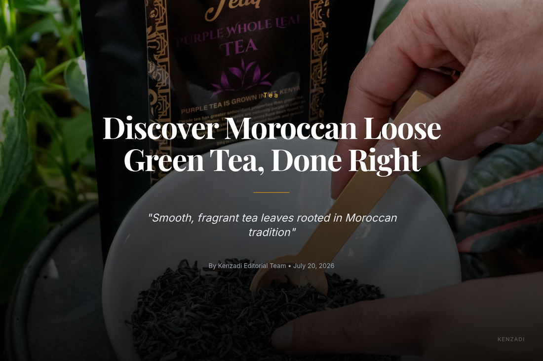 Loose green tea leaves from Moroccan Jawhar Loose Green Tea by Sultan Tea in a bowl