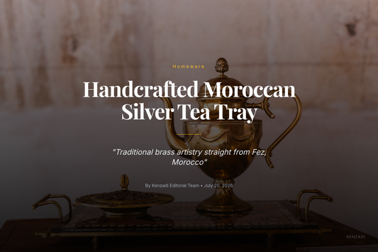 14.1 inch Moroccan handmade silver plated brass serving tea tray from Fez