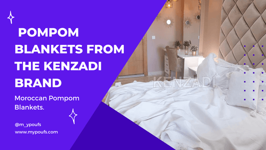 Moroccan pompom blankets from the Kenzadi brand - My Poufs