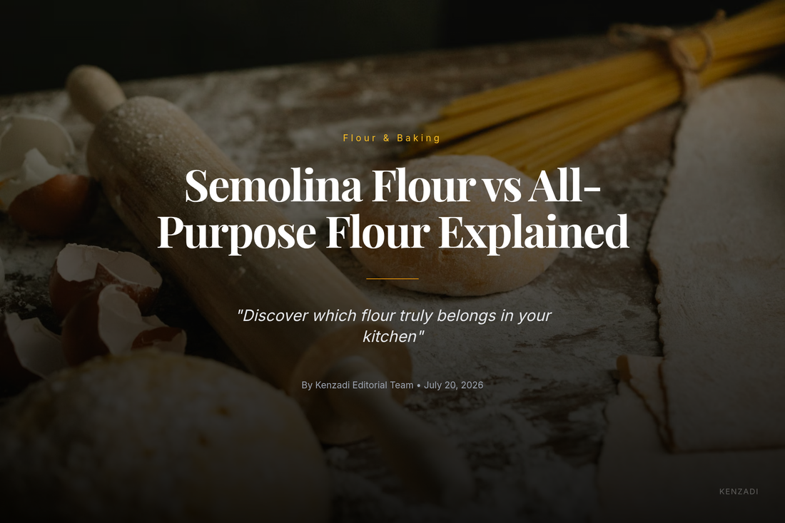 Bag of Kenz Premium Extra Fine Semolina Flour made from durum wheat next to fresh pasta dough