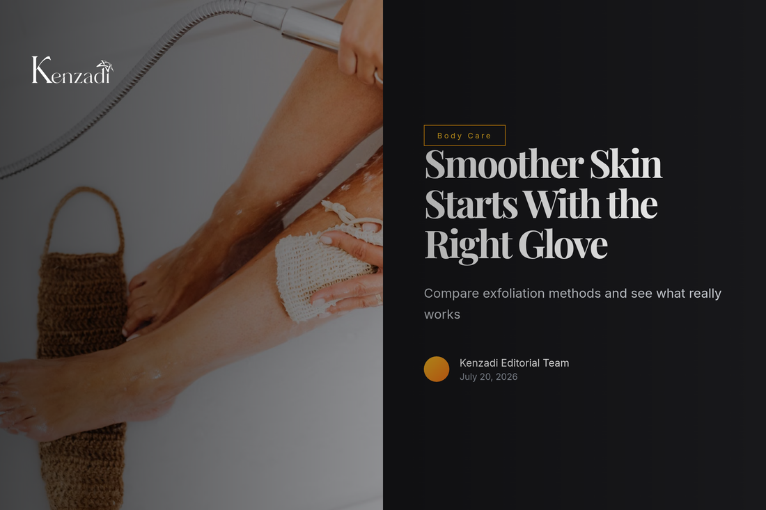 Hand holding an Argan'it Korean exfoliating glove used for removing dead skin