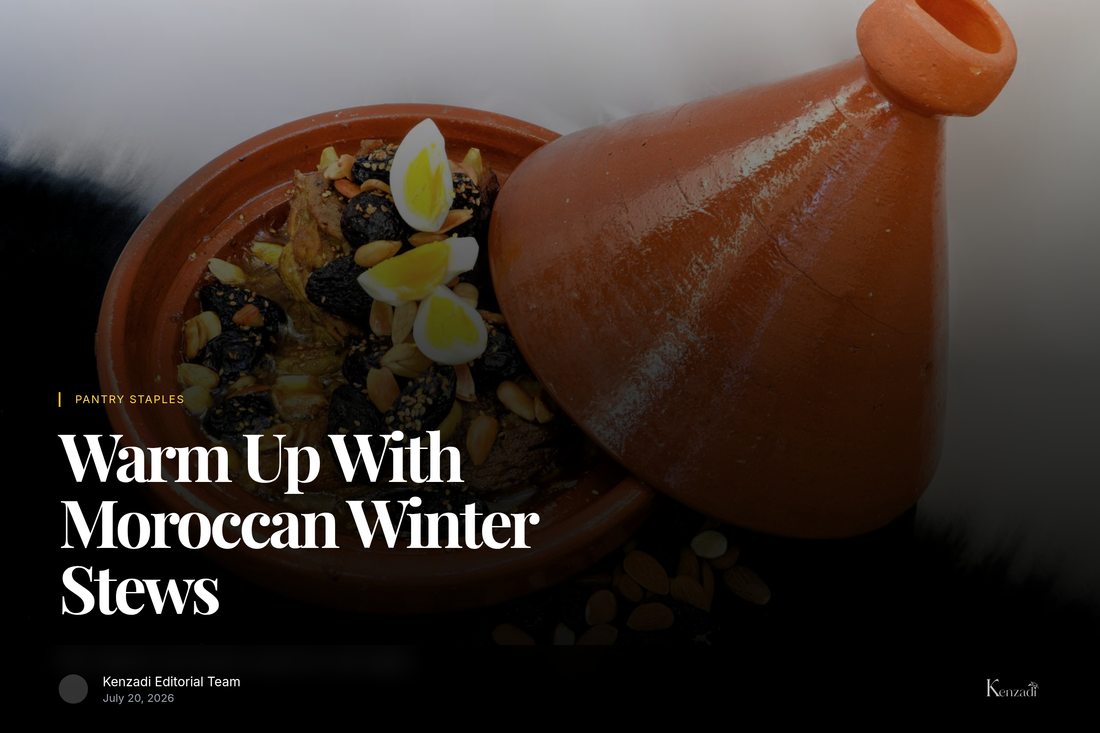 Jar of Aicha double concentrated tomato paste beside a simmering Moroccan winter stew