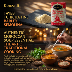 TAYEB Moroccan Tchicha Fine Barley Semolina 2.2 lb (1kg) – Premium Semoule d’Orge for Soups & Cooking
