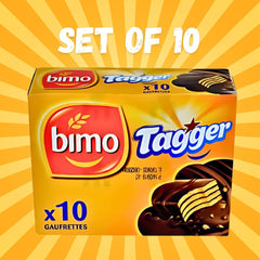 Bimo Tagger Crispy Chocolate Waffle Snacks, Pack of 10, Moroccan Delight
