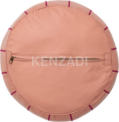 Kenzadi leather pouf cover - bottom view showing zipper closure