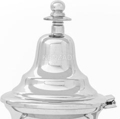 Moroccan Serving TeaPot Handmade Of Brass Silver Plated Hand Carved In Fes Morocco (8 Oz with Legs)