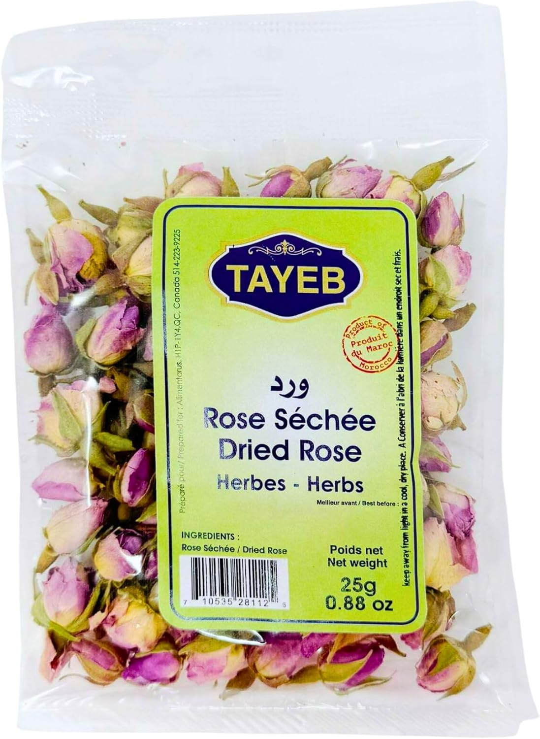 TAYEB Moroccan Dried Rosebuds/Petals, 25g - Premium Rose Séchée for Tea, Culinary & Bath Rituals