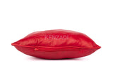 Moroccan Leather Pillow, Red traditional Throw Pillow Case by MyPoufs.com - Handmade by My Poufs