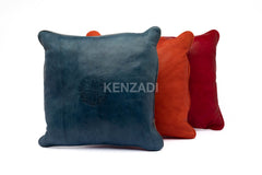 Moroccan Leather Pillow, Red traditional Throw Pillow Case by MyPoufs.com - Handmade by My Poufs