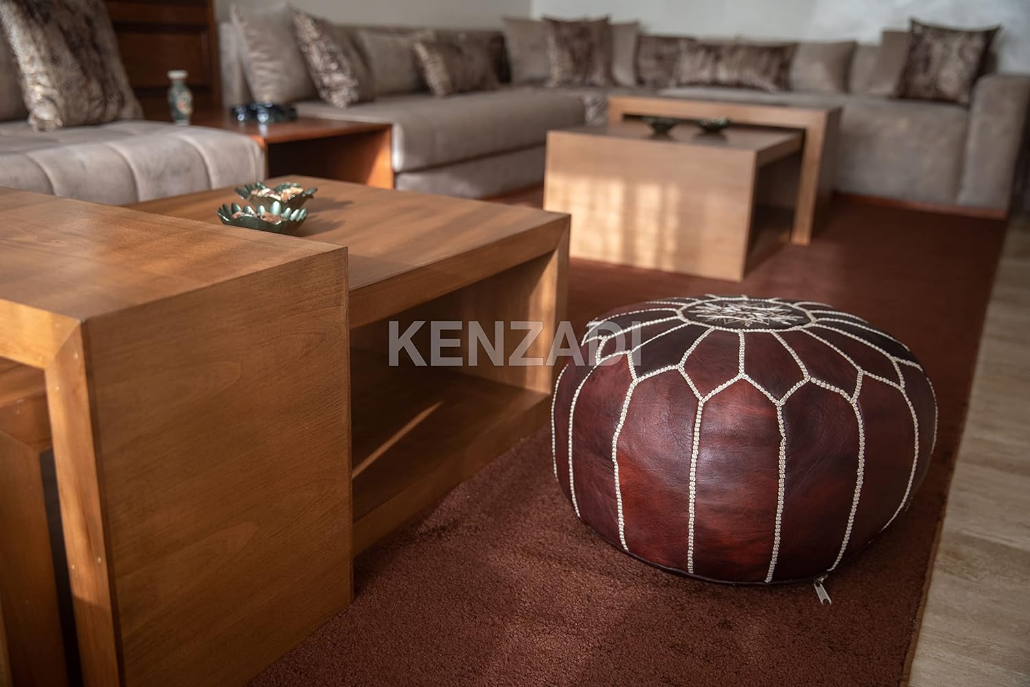 Moroccan Leather Stuffed Poufs - Handmade by My Poufs