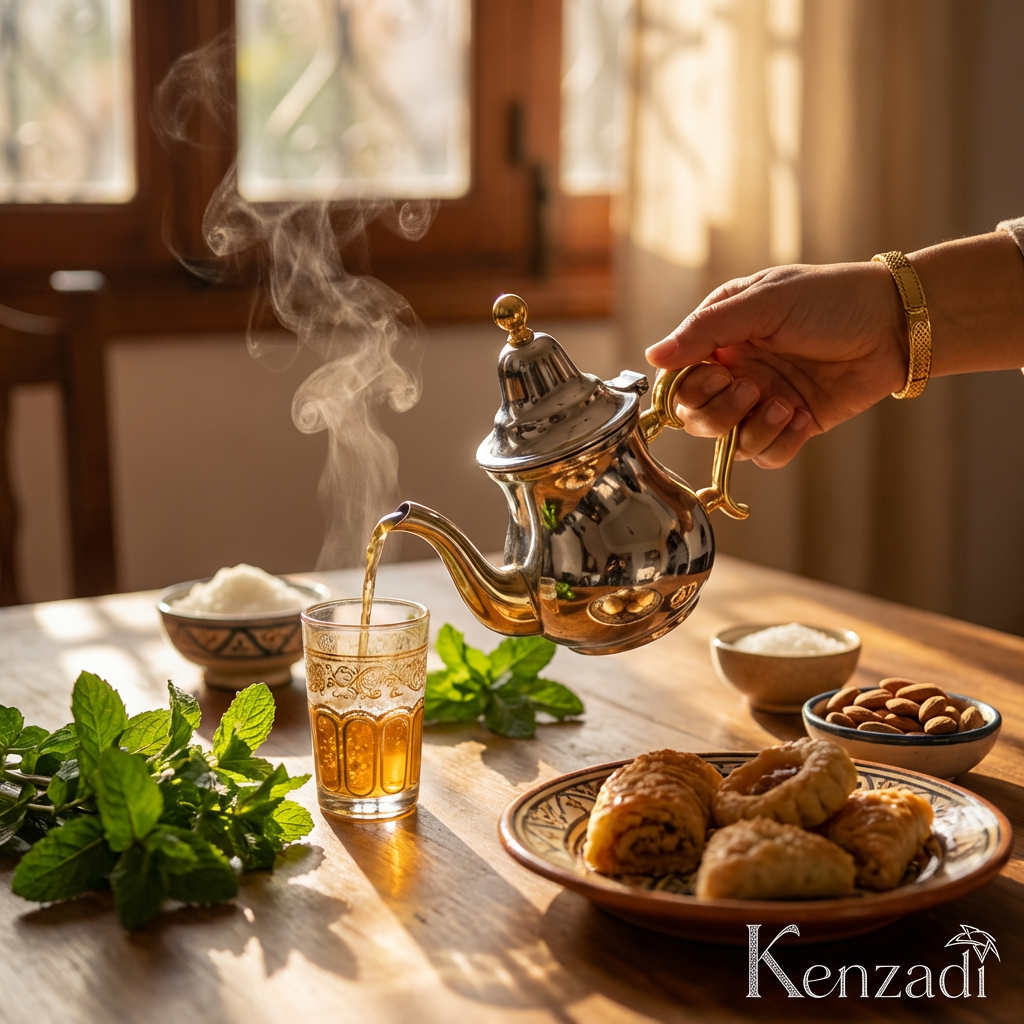 Al Mohajer Moroccan Teapot - Stainless Steel Silver with Gold Plated Handle - 0.4L/12 fl oz