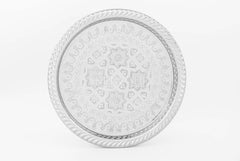 14.1 Inch Moroccan Handmade Serving Tea Tray Silver Plated Brass Handcrafted Plate in Fez Morocco - Handmade by My Poufs