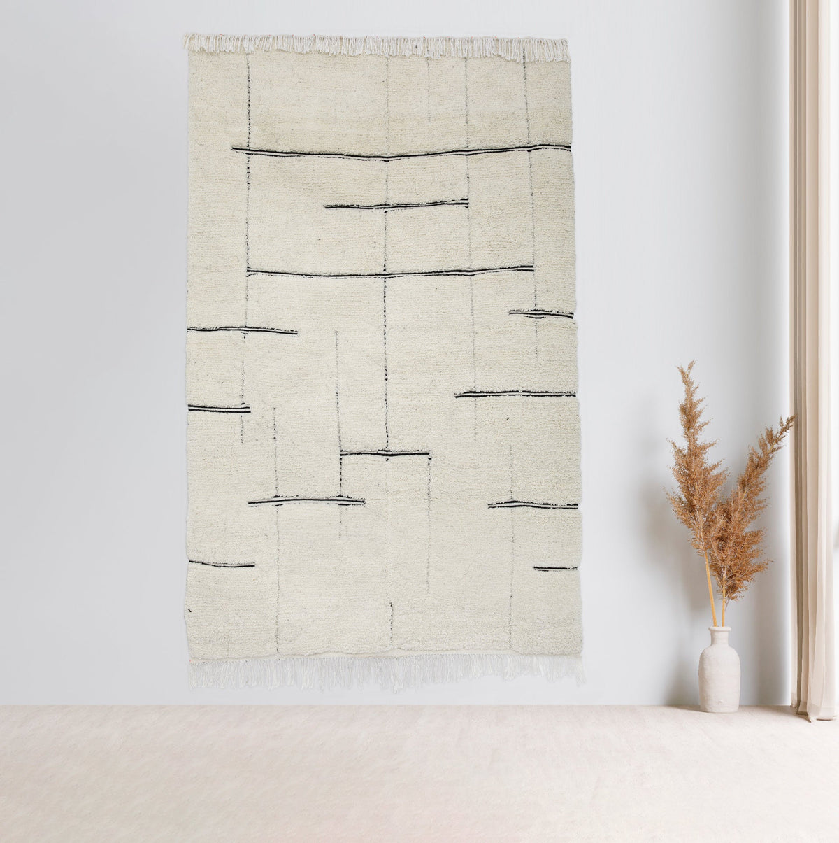 Authentic Handmade Rugs Authentic Handmade Beni Ouarain Rug 5x8 feet Classic Moroccan White Wo ...