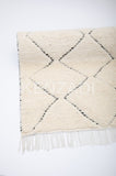 Handcrafted Beni Ouarain Rug: 6x10 feet Classic Moroccan White Wool with Geometric Patterns - Ethically Made by Berber Artisans - Handmade by My Poufs