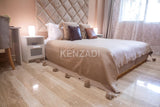 KENZADI Moroccan Handmade Pompom Blanket, Throw Blanket, Pom Pom Blanket, Boho Blanket, Bed Cover, Warm Blanket, Cozy Blanket (Brown with pom Brown, Queen (U.S. Standard)) - Handmade by My Poufs