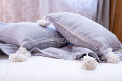 KENZADI Moroccan Handmade Pompom Blanket, Throw Blanket, Pom Pom Blanket, Boho Blanket, Bed Cover, Warm Blanket, Cozy Blanket (Pink with pom Pink, Queen (U.S. Standard)) - Handmade by My Poufs