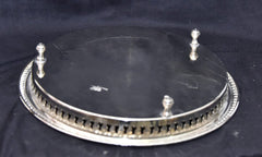 Moroccan 10.2 Inch Handmade Serving Brass Tea Tray Silver Plated Handcrafted Plate Fez Morocco - Handmade by My Poufs