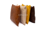 Moroccan Leather Pillow, Brown traditional Throw Pillow Case by Kenzadi - Handmade by My Poufs