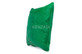Handmade Moroccan green leather pillowcase - elegant, modern, and classic decor piece for home, car, or commercial use. Available in many colors and easy to clean.