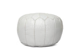 Moroccan leather Pouf, round Pouf, berber Pouf, Grey Pouf with Grey embroidery by Kenzadi - Handmade by My Poufs