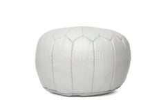 Moroccan leather Pouf, round Pouf, berber Pouf, Grey Pouf with Grey embroidery by Kenzadi - Handmade by My Poufs