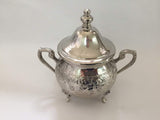 Moroccan Medium Sugar Bowl Container for Tea Pot Set Handmade Brass Silver Plated Teapot Hand Carved In Fes Morocco - Handmade by My Poufs