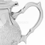 Moroccan Serving TeaPot Handmade Of Brass Silver Plated Hand Carved In Fes Morocco - Handmade by My Poufs