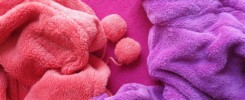 pink and purple piled textiles